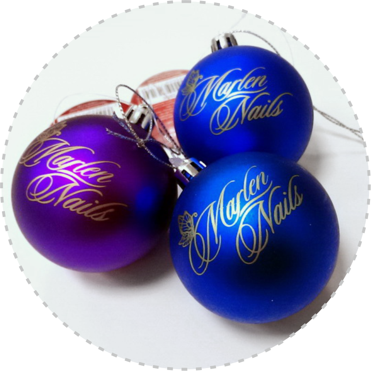 Шар ёлочный новогодний 8см синий фиолетовый матовый пластиковый с тампопечатью серебром