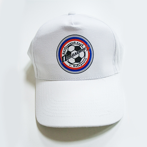 Бейсболка белая с нанесением логотипа термотрансфером