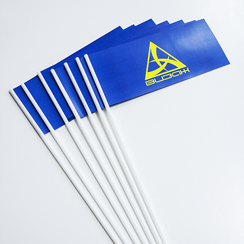 Флажок ЭКСПРЕСС бумажный на пластиковом флагштоке-трубочке 370мм с полноцветным изображением формата 20,5*10см, бумага меловая 150гр.